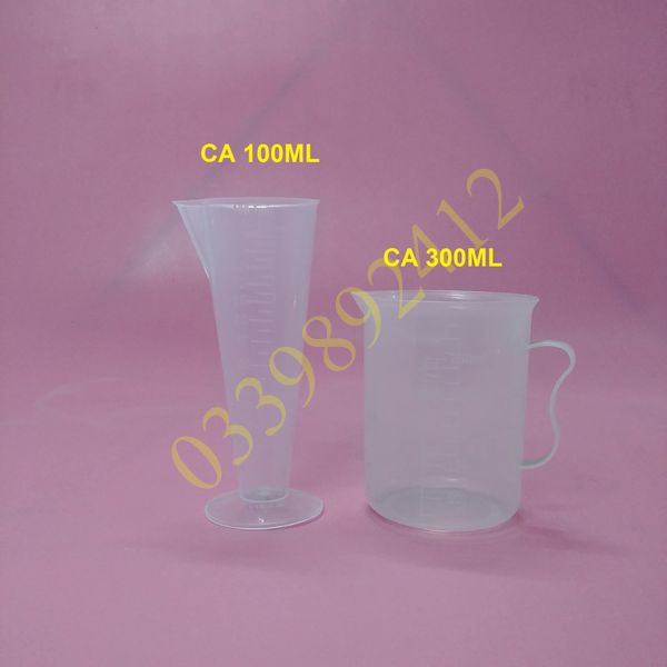 COMBO 2 LY ĐONG NHỰA CÓ VẠCH CHIA (LY100ML VÀ CA 300ML)