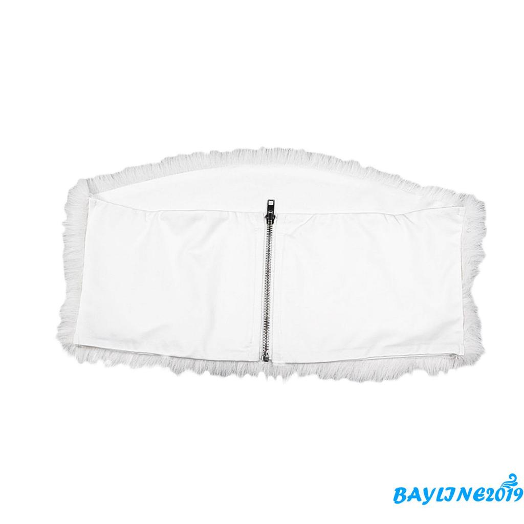 Áo Ống Màu Trơn Phối Lông Có Khóa Kéo Sau Lưng Dành Cho Nữ Đi Tiệc Tùng