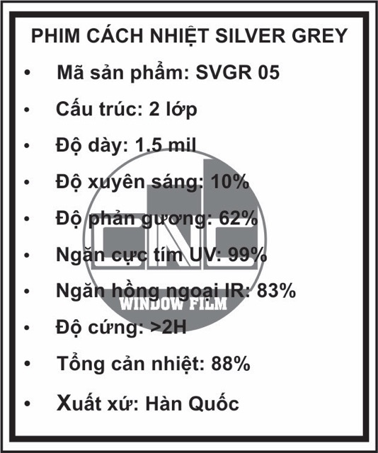1,5m2 Phim cách nhiệt Hàn Quốc Silver Gray | BigBuy360 - bigbuy360.vn