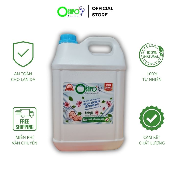 Nước giặt OSARO hữu cơ sinh hoàn toàn tự nhiên dùng cho đồ baby đồ lót hương hoa oải hương 10L