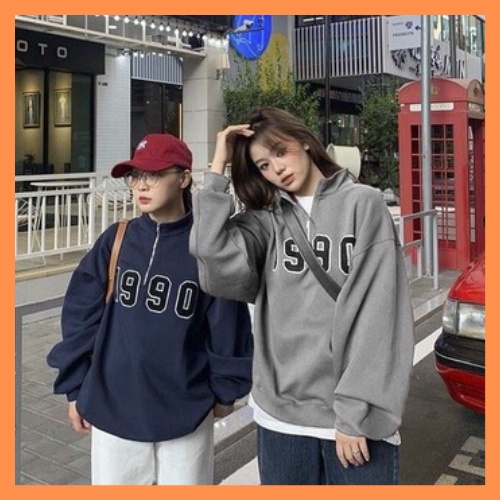 Áo Sweater Nỉ 1990 Cổ Khóa - Nỉ Nữ Zip Cổ Cao Dáng Rộng Tay Bồng Style Ullzang Hottrend- LINH CHI STORE