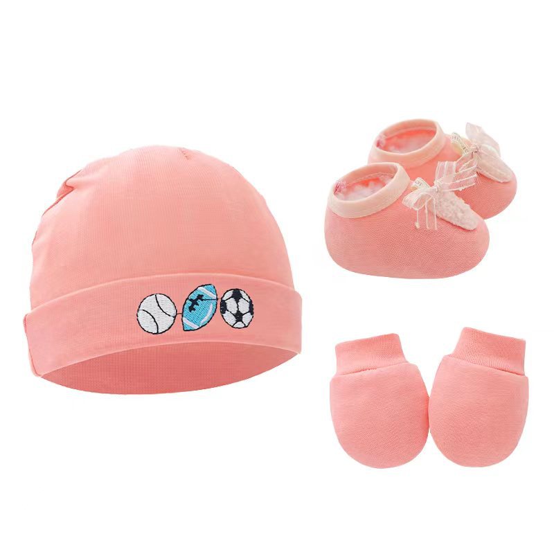 Set 3 Món Gồm Găng Tay + Găng Tay + Vớ cotton Họa Tiết Hoạt Hình Cho Bé 0-6M