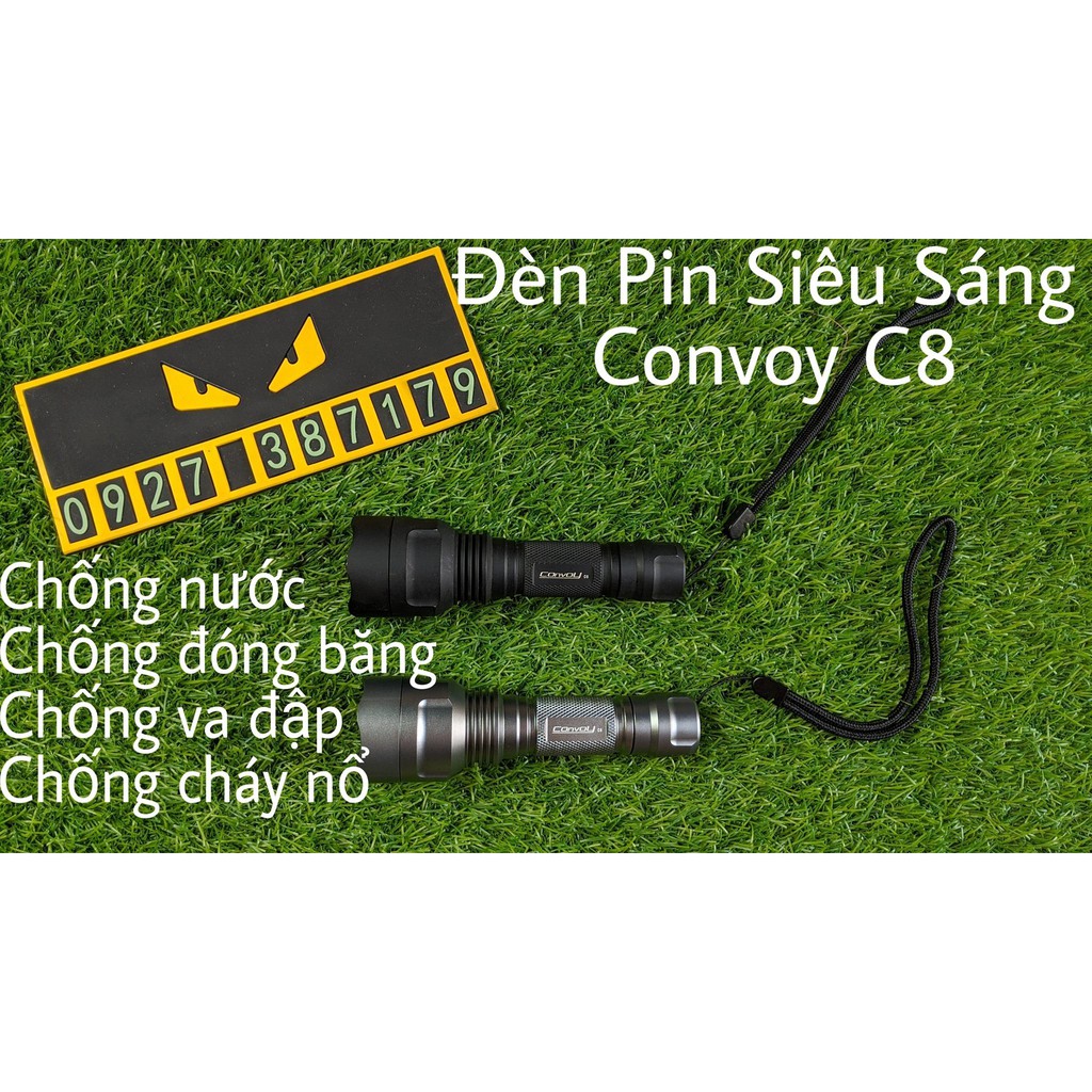 (CÓ SẴN) Đèn pin siêu sáng Convoy C8 độ sáng 980 lumen, chống nước, chống va đập, chống đóng băng  (Clip test đóng băng)