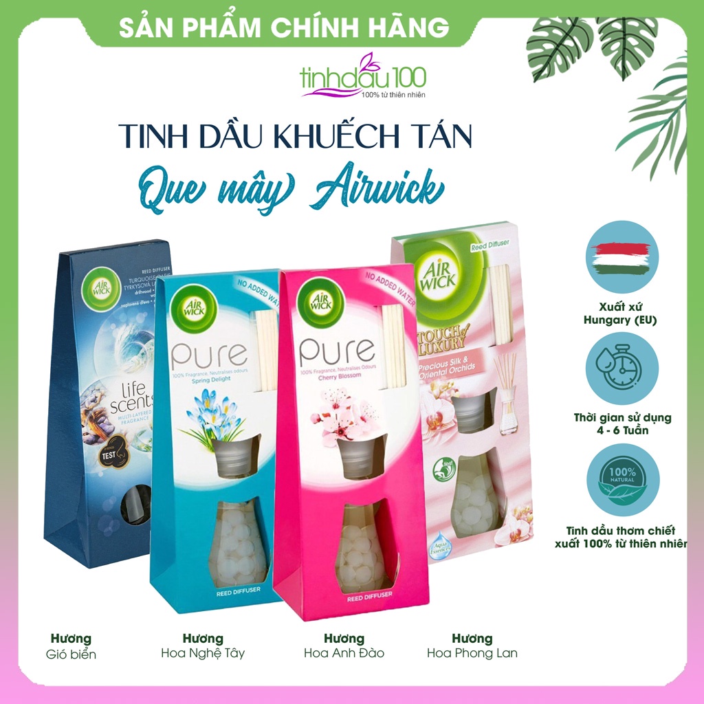 Lọ tinh dầu khuếch tán que gỗ thơm phòng Air wick 30ml, nhập khẩu Châu Âu | Tinh Dầu 100 Shop