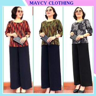 Sét đồ bộ trung niên cho bà, cho mẹ - Bộ trung niên nữ sang trọng - Áo lụa quần suông sang trọng.