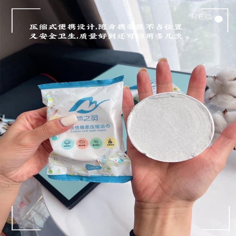 Khăn Tắm Dạng Viên Nén, Chất Liệu Cotton Thấm Nươc, Kt (70 x140)cm , Khăn Nén Du Lịch Tiện Lợi