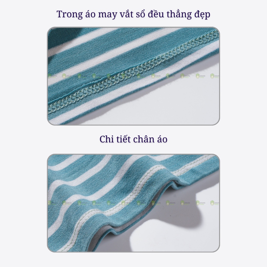 Bộ Thun Lạnh Dài Tay Cho Bé Gái, Bé Trai Minky Mom Hoạ Tiết Kẻ Sọc Basic, Bộ Quần Áo Cho Bé Mặc Nhà Thu Đông MKMTD2210