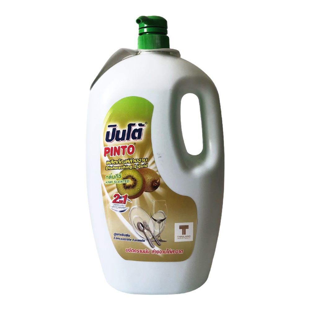Nước rửa chén đậm đặc hương kiwi PINTO Thái Lan 1800ml - can - 2in1 hoạt chất dưỡng da tay