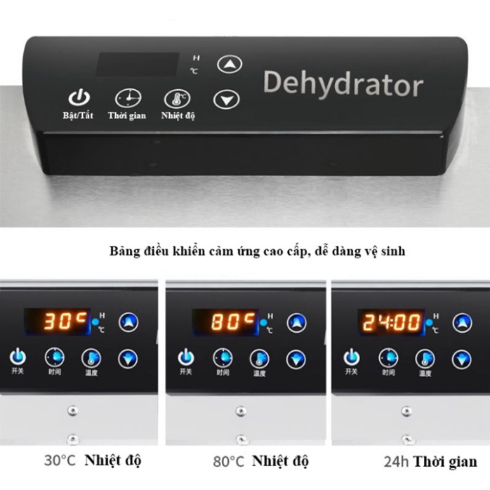 Máy sấy hoa quả, thực phẩm inox 6 tầng có hẹn giờ
