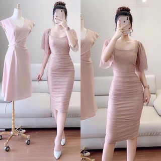 Váy body nhúm tay bồng