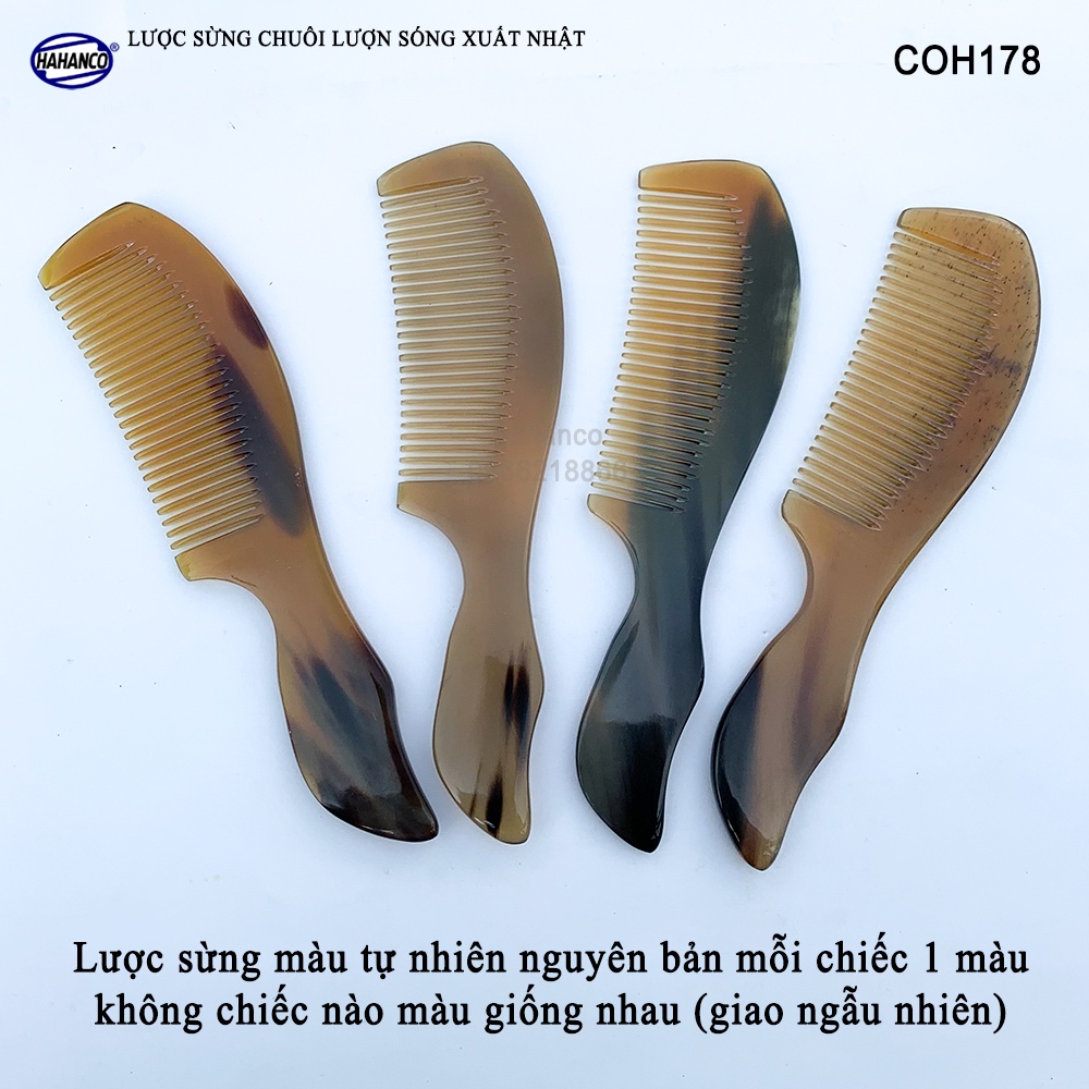 Lược Sừng Chuôi Trơn Lượn Sóng Xuất Nhật HAHANCO (Size: L-18cm) Chăm Sóc Tóc- COH178