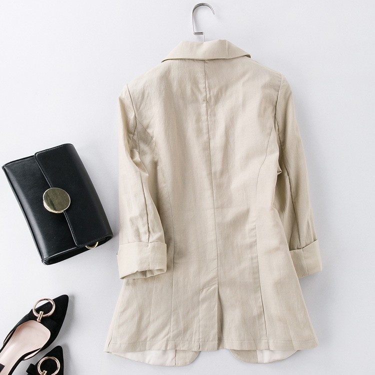 Áo vest blazer Linen nữ dáng lửng tay lỡ túi hộp, thời trang phong cách trẻ ...