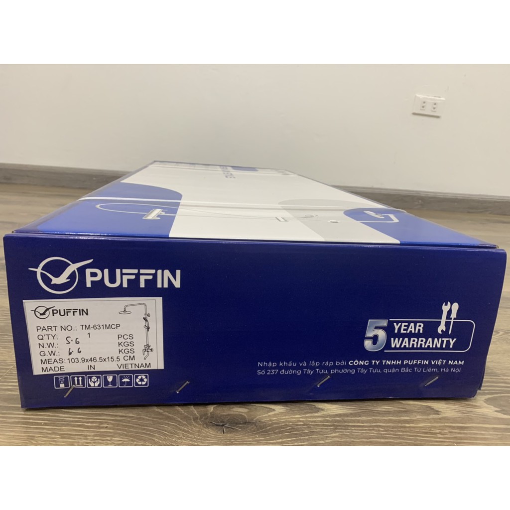 Bộ Sen Cây Tắm Đứng Nóng Lạnh Puffin mã TM-631MCP công nghệ Đức, sản xuất tại Việt nam, BH 5 năm chính hãng