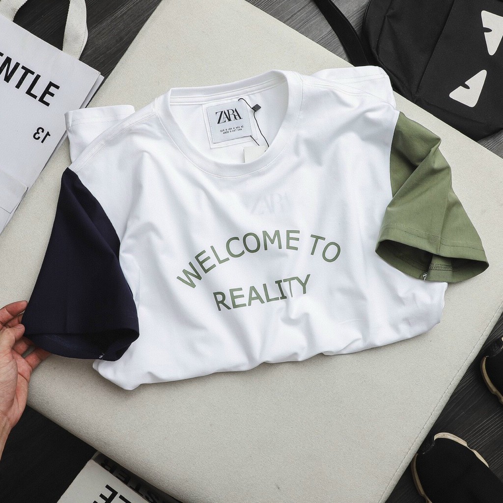 Áo thun cotton cao cấp Zara Reality phối vải