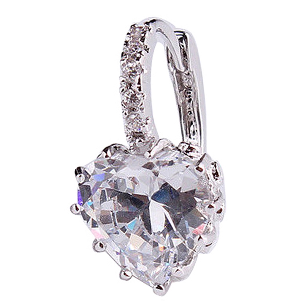 Cặp khuyên tai mạ vàng trắng 18k đính đá hình tim vĩnh cửu sang trọng quý phái dành cho nữ