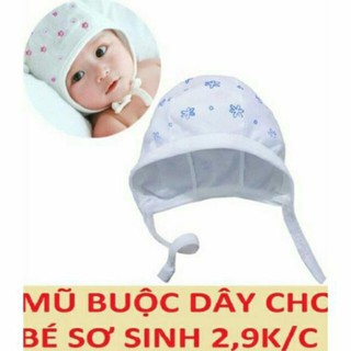 Mũ cotton sơ sinh buộc dây/loại mỏng