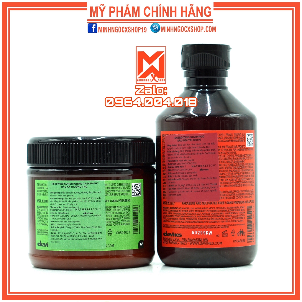 ✅[ DAVINES-CHÍNH HÃNG ] DẦU GỘI TRỊ RỤNG DAVINES ENERGIZING VÀ DẦU XẢ TRƯỜNG THỌ DAVINES RENEWING 250ML | BigBuy360 - bigbuy360.vn