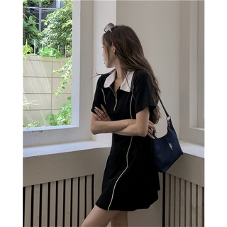 [Plus Size] (40-150kg) Đầm Tay Ngắn Có Dây Kéo Oversize