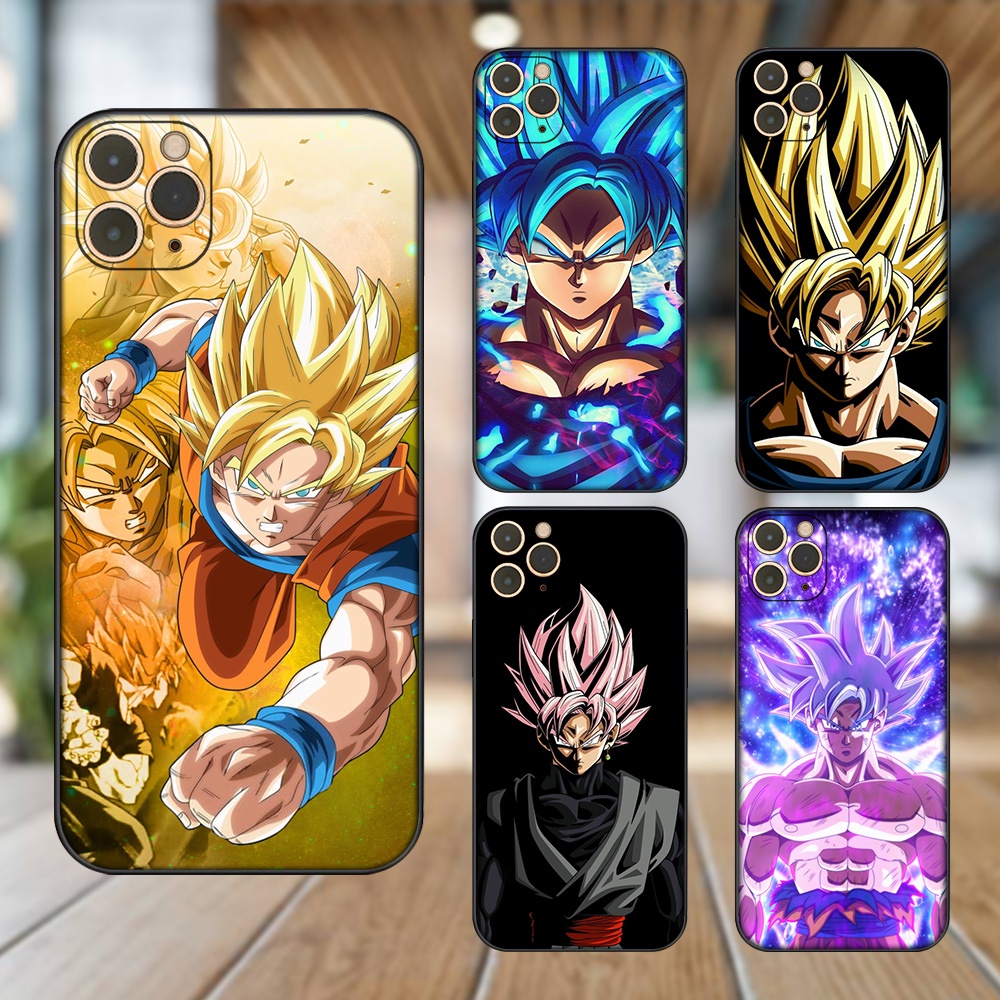 Ốp lưng iPhone 11 Pro Max dẻo đen cạnh vuông in hình Goku Dragon Ball