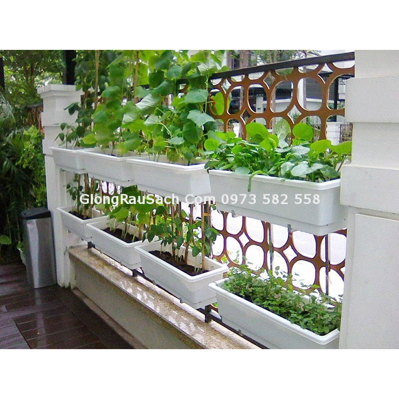 Giá Móc Treo 2 Tầng Trồng Rau/ Hoa - Treo Ban Công/ Lan Can - Thông Minh Bền Đẹp - Chưa Bao Gồm Chậu