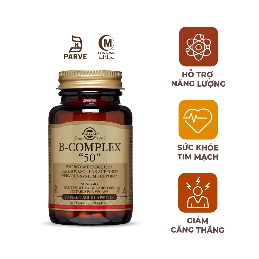 [NHẬP KHẨU USA CHÍNH HÃNG] Viên uống bổ sung Vitamin B hỗ trợ tăng cường sức khỏe Solgar B-Complex 50 | Thế Giới Skin Care