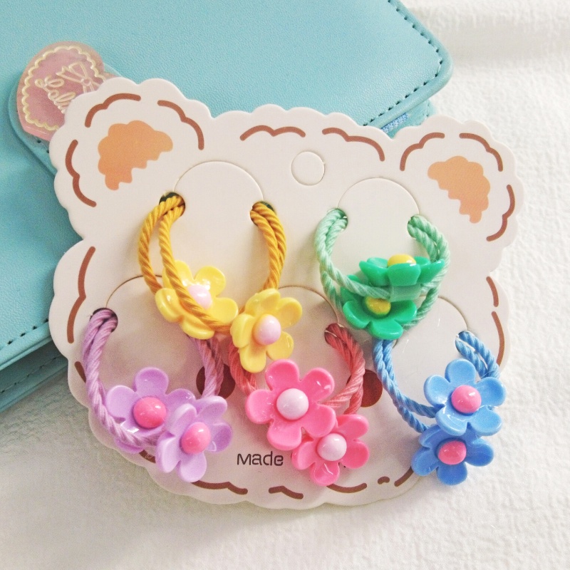 Set 10 Dây Cột Tóc Họa Tiết Hoạt Hình Cho Bé Gái