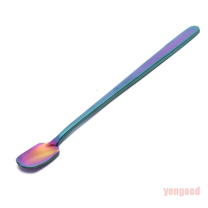 Muỗng thép không gỉ đầu vuông cán dài nhiều màu sắc