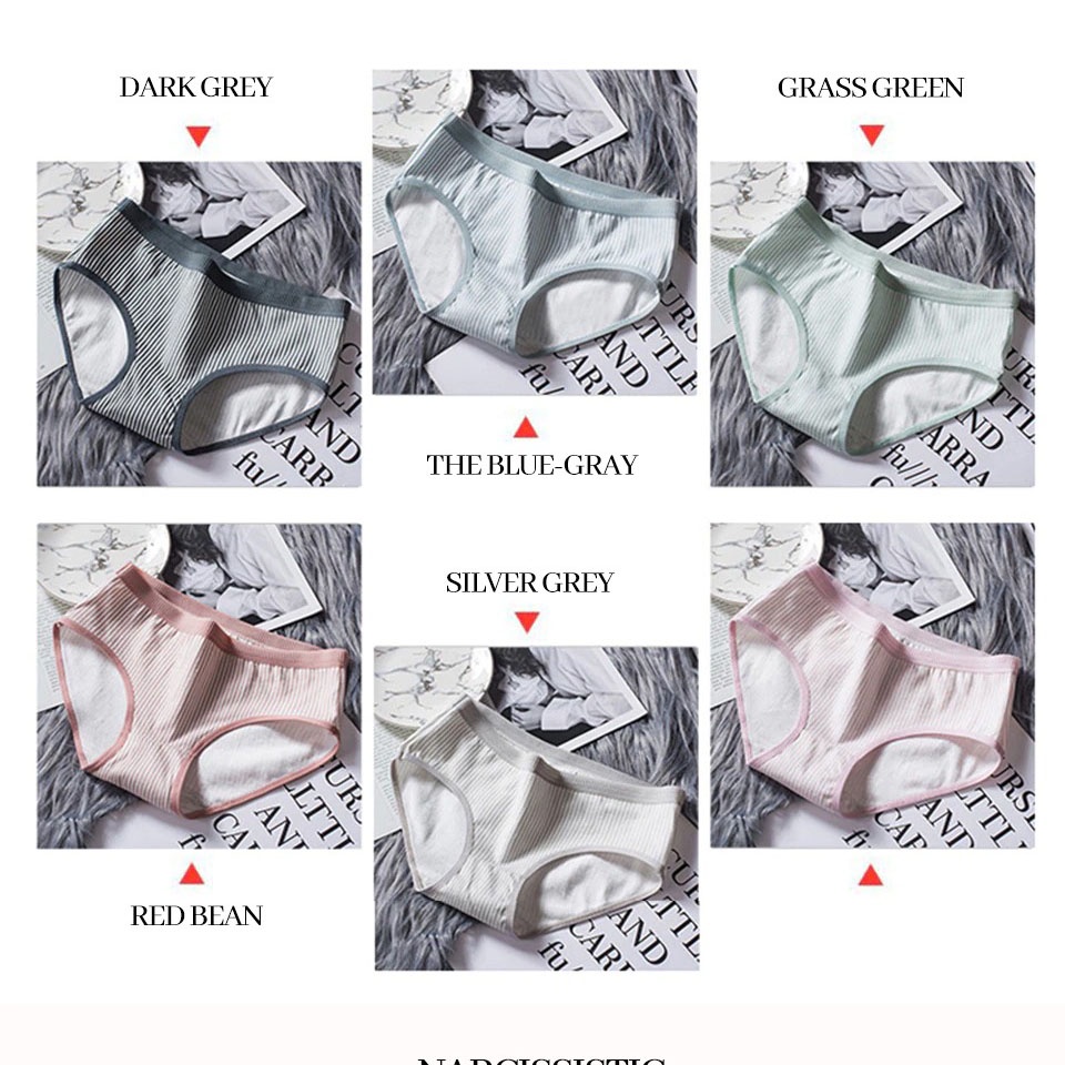 Set 5 Quần Lót Nữ Kẻ Sọc Chất Cotton Co Dãn Mềm Mịn
