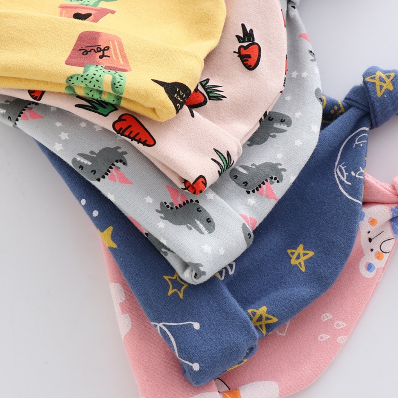 Mũ Beanie Cotton Thắt Nút Làm Phụ Kiện Chụp Ảnh Cho Bé Sơ Sinh 0-6 Tháng Tuổi