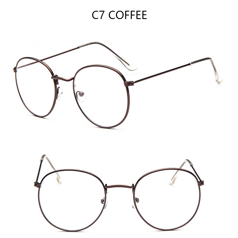 Kính mắt đọc sách gọng kim loại tròn phong cách retro thời trang