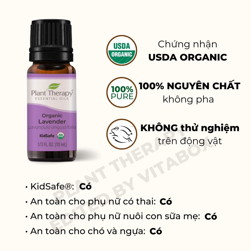 Plant Therapy - Tinh Dầu hữu cơ Hoa Oải Hương  - Organic Kidsafe essential oil