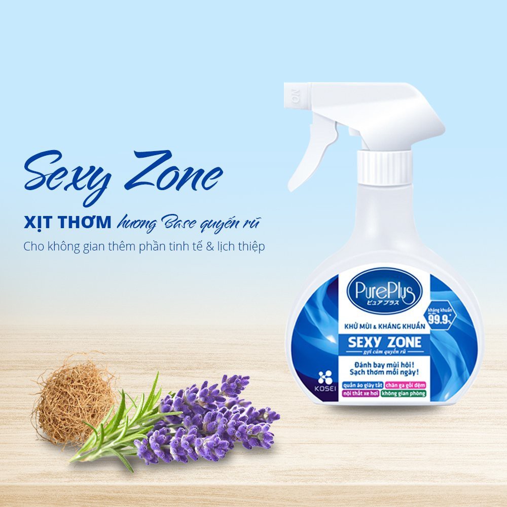 Chai Xịt Thơm PurePlus Khử Mùi, Kháng Khuẩn, dạng xịt 380ml