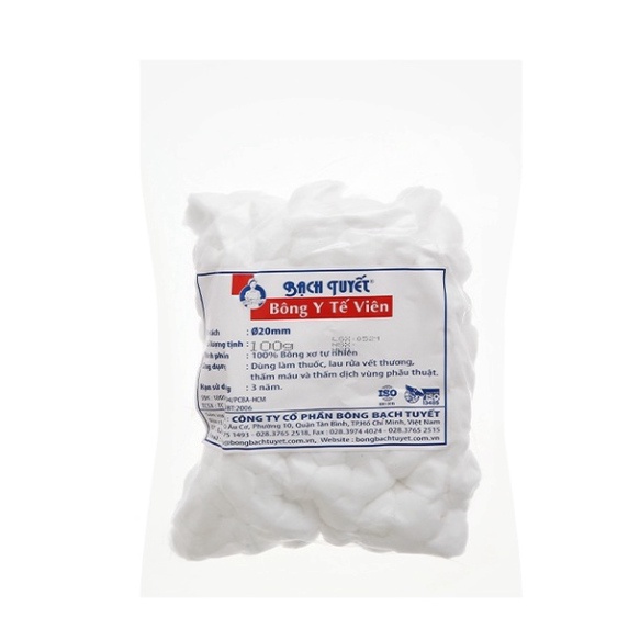 Bông viên đa năng Bạch Tuyết 100g - Bông gòn viên Bạch Tuyết