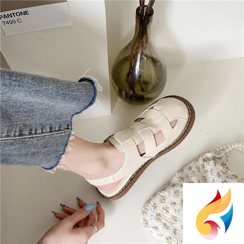 Giày Sandal Đế Bằng Thiết Kế Đục Lỗ Phong Cách Nhật Bản Thời Trang Mùa Hè 2022 Cho Nữ