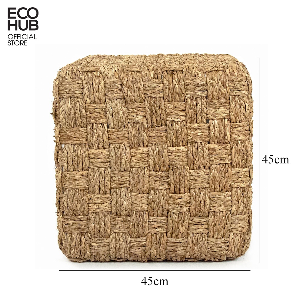 Đôn cói hình vuông ECOHUB đan sợi to ngồi êm ái, thoải mái không bị xẹp, loại 45x45cm