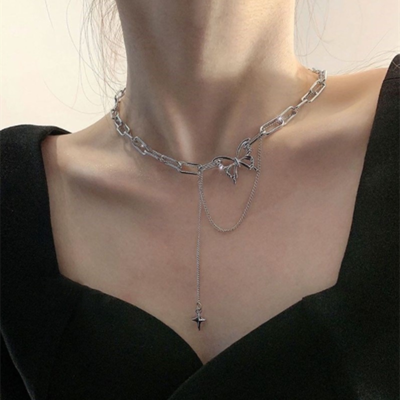 Vòng cổ Hai Lớp Phối Tua Rua Hình Bướm Phong Cách Sang Trọng Thời Trang Mùa Hè Hàng Mới Dành Cho Bạn Nữ