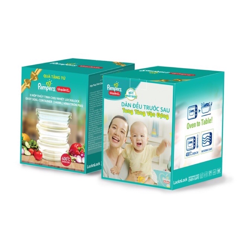 Set 3 Hộp Thủy Tinh Chịu Nhiệt Lock&amp;Lock Easy Seal Container [340ML]