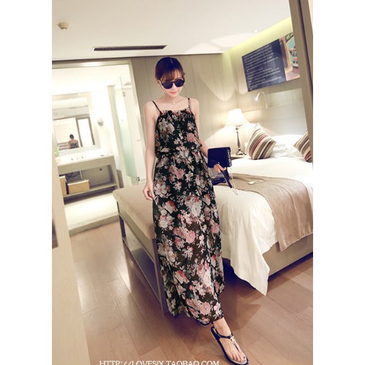 [CÓ CLIP VÀ HÌNH ẢNH CHỤP ZOOM CHẤT LIỆU ]ĐẦM MAXI- VÁY MAXI HOA HAI 2 DÂY ĐI BIỂN HÀNG LOẠI 1 | BigBuy360 - bigbuy360.vn