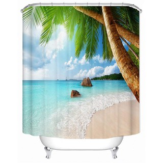 Bộ rèm vải che bồn tắm 12 móc kích thước 180x180cm hình phong cảnh