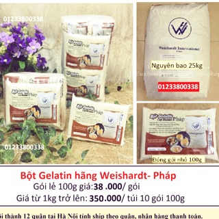 Bột Gelatin Pháp 1kg- Hàng nhập khẩu chính hãng