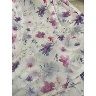 Vải voan tơ tằm hoa xiêu xinh lên đầm,váy,áo,...