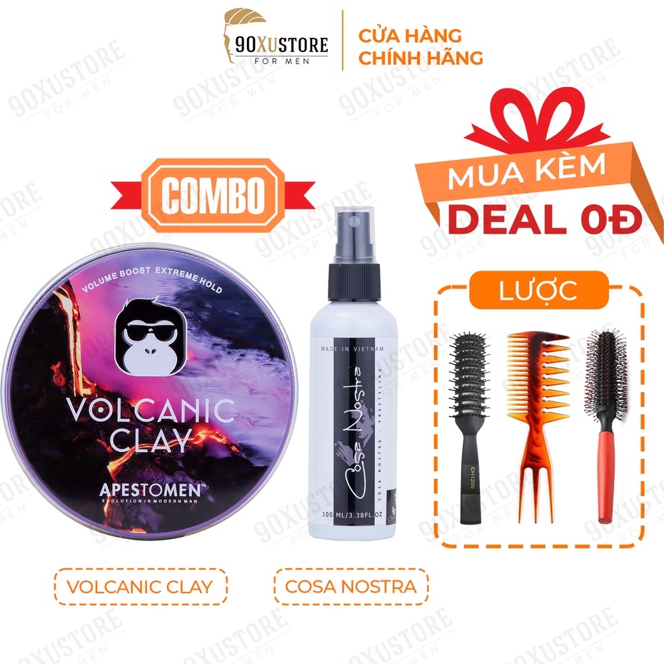 Sáp vuốt tóc Volcanic Clay , xịt tạo phồng tóc Cosa Nostra