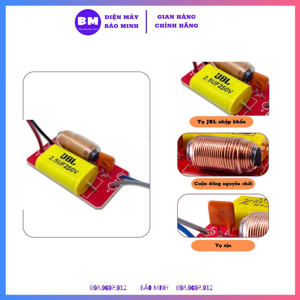 Phân tần loa treble - Mạch phân tần loa JBL - Mạch phân tần loa treble - Chống cháy loa trép - Tụ phân tần loa