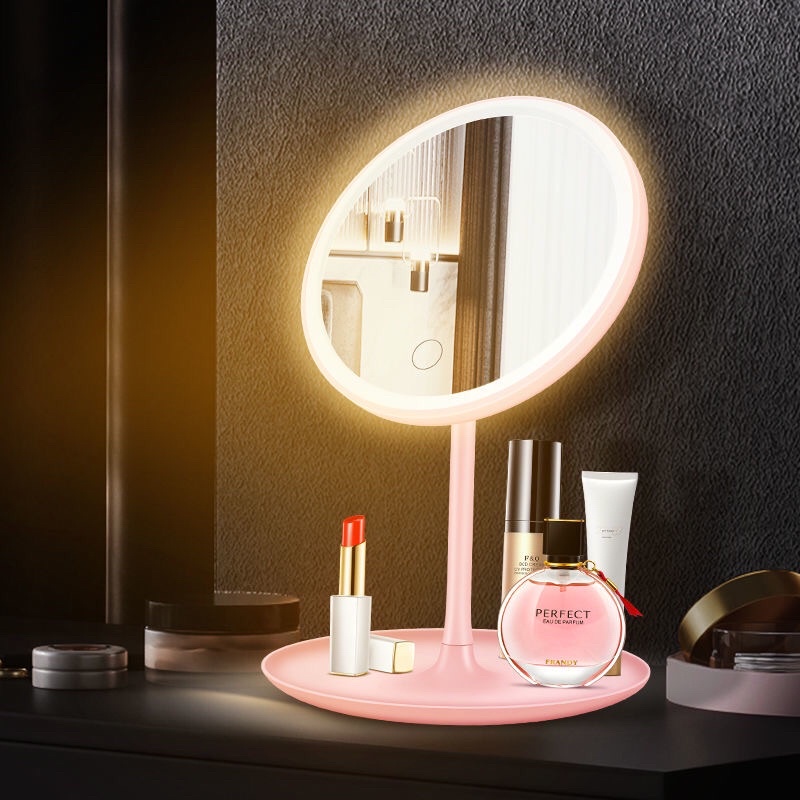 Gương để bàn trang điểm,có đèn LED 3 chế độ sáng có tặng kèm cáp sạc