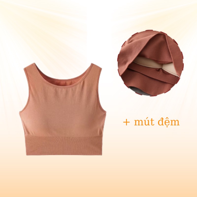 Áo bra thể thao cotton co dãn đệm mỏng nâng ngực SUNBRA 855