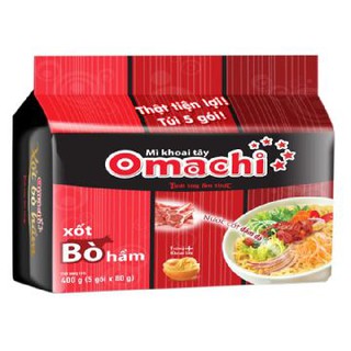 Mì Omachi Hương Vị Tôm Chua Cay 5 Sao (78G x 5 Gói)/ Sườn hầm ngũ quả/ Xốt bò hầm (80Gx5 gói)