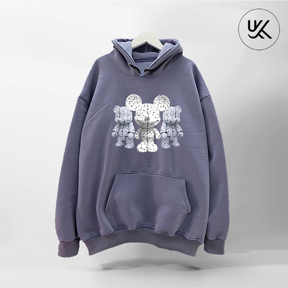Áo khoác Nỉ HOODIE Nikolas Oversize, Form dáng RỘNG màu xám xanh khói, be, nỉ bông Cao Cấp Unisex Nam Nữ - KKIMShop