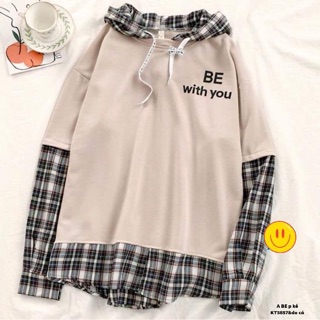 Áo hodei be tay phối kẻ - kt