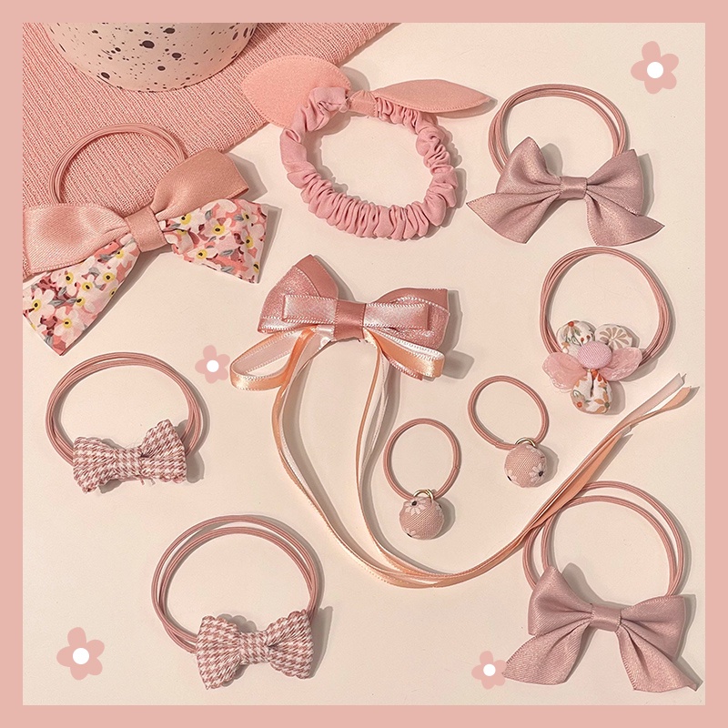 Dây Buộc Tóc Cao Su Co Giãn Đính Nơ Dễ Thương Cho Bé Gái