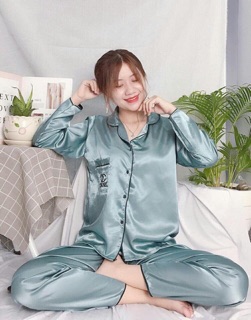 Bộ lụa satin mặc nhà tay dài /quần dài🌹